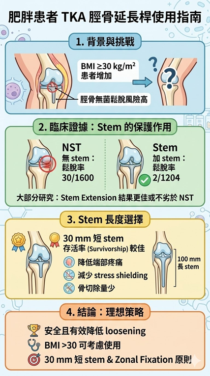 Knee｜肥胖患者 TKA 是否需要 tibial stem extension？